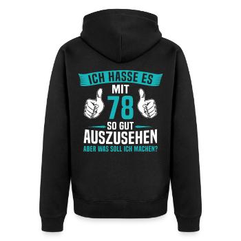 78 Jahre 78. Geburtstag Mann Frau 78 Jahre - Unisex Premium Bio Zip Hoodie - Schwarz - Hinten - Nico (187cm)