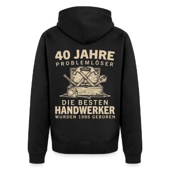 40 Jahre Problemlöser Handwerker 1986 Geburtstag - Unisex Premium Bio Zip Hoodie - Schwarz - Hinten - Nico (187cm)