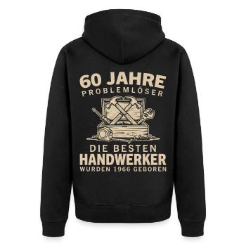 60 Jahre Problemlöser Handwerker 1966 Geburtstag - Unisex Premium Bio Zip Hoodie - Schwarz - Hinten - Nico (187cm)