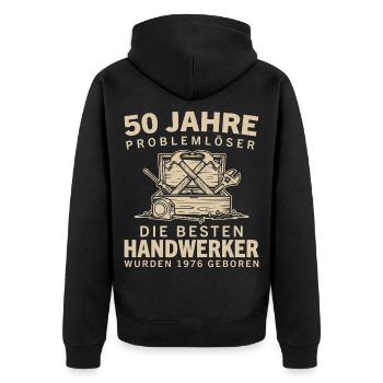 50 Jahre Problemlöser Handwerker 1976 Geburtstag - Unisex Premium Bio Zip Hoodie - Schwarz - Hinten - Nico (187cm)