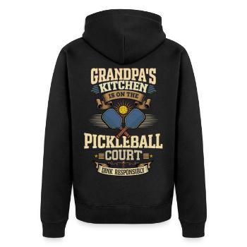 Grand-père Pickleball Cadeau de grand-père pour les grands-parents - Veste à capuche bio Premium Unisexe - noir - Dos - Nico (187cm)