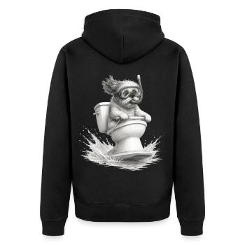 Funny Snorkeling Dog - Unisex Premium Organic Zip Hoodie - black - Back - Nico (187cm)