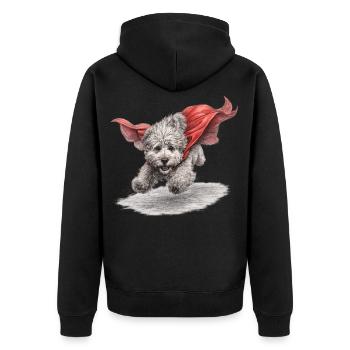 Super Dog Flying to the Rescue - Unisex Premium Organic Zip Hoodie - black - Back - Nico (187cm)
