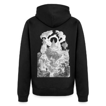 Lost Kingdom Beyond the Floating Mountains - Unisex Premium Organic Zip Hoodie - black - Back - Nico (187cm)