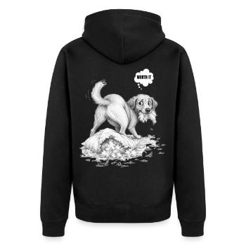 Worth It – Guilty Dog Pillow Disaster - Unisex Premium Organic Zip Hoodie - black - Back - Nico (187cm)