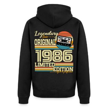 Vintage 1986 Vintage Retro Birthday Gift - Unisex Premium Organic Zip Hoodie - black - Back - Nico (187cm)