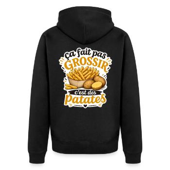 Ça fait pas grossir c'est des patates (Frites) - Veste à capuche bio Premium Unisexe - noir - Dos - Nico (187cm)
