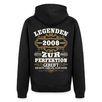 Legenden 2008 Vintage Geschenk zum 18. Geburtstag - Unisex Premium Bio Zip Hoodie - Schwarz - Hinten - Nico (187cm)