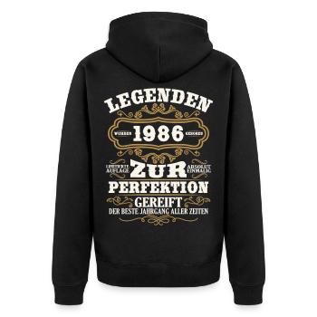 Legenden 1986 Vintage Geschenk zum 40. Geburtstag - Unisex Premium Bio Zip Hoodie - Schwarz - Hinten - Nico (187cm)