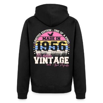 Cadeau d’anniversaire vintage 1956 - Veste à capuche bio Premium Unisexe - noir - Dos - Nico (187cm)