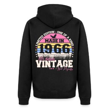 Vintage 1966 Vintage Retro 60th Birthday Gift - Unisex Premium Organic Zip Hoodie - black - Back - Nico (187cm)