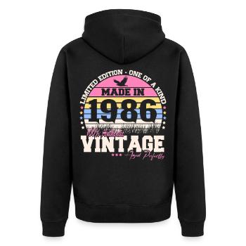 1986 Vintage 40th Birthday Vintage Retro Gift - Unisex Premium Organic Zip Hoodie - black - Back - Nico (187cm)