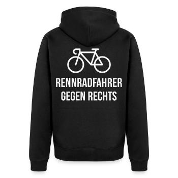 Rennradfahrer Gegen Rechts (Radfahrer Rennrad / W) - Unisex Premium Bio Zip Hoodie - Schwarz - Hinten - Nico (187cm)