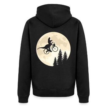 Dino Bicycle Moon Vintage - Unisex Premium Organic Zip Hoodie - black - Back - Nico (187cm)
