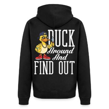 Motifs drôles de canards Citons amoureux de canards - Veste à capuche bio Premium Unisexe - noir - Dos - Nico (187cm)