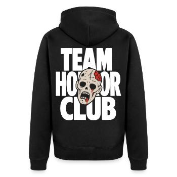 Team Horror Club Zombie Head - Unisex Premium Organic Zip Hoodie - black - Back - Nico (187cm)