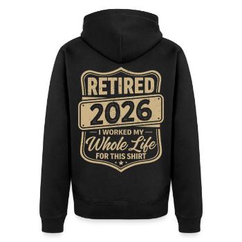 Retraité en 2026, j’ai travaillé toute ma vie pour cette chemise - Veste à capuche bio Premium Unisexe - noir - Dos - Nico (187cm)