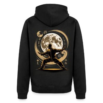 Tai Chi Zen Meditation – Chi Qigong Training - Unisex Premium Bio Zip Hoodie - Schwarz - Hinten - Nico (187cm)