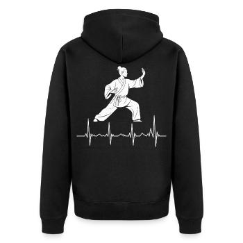 Tai Chi Zen Meditation – Chi Qigong Training - Unisex Premium Organic Zip Hoodie - black - Back - Nico (187cm)