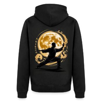 Tai Chi Zen Meditation – Chi Qigong Training - Unisex Premium Organic Zip Hoodie - black - Back - Nico (187cm)