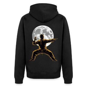 Tai Chi Zen Meditation – Chi Qigong Training - Unisex Premium Organic Zip Hoodie - black - Back - Nico (187cm)