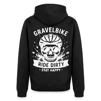 Gravel Bike Skull Ride Dirty - Unisex Premium Organic Zip Hoodie - black - Back - Nico (187cm)