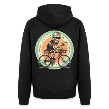 Caffeine Cruise Radfahrer Kaffee - Unisex Premium Bio Zip Hoodie - Schwarz - Hinten - Nico (187cm)