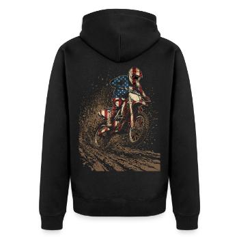 Pilote de motocross américain - Veste à capuche bio Premium Unisexe - noir - Dos - Nico (187cm)