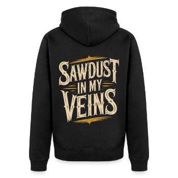 Cabinet Maker Sawdust In My Veins Woodworker - Unisex Premium Organic Zip Hoodie - black - Back - Nico (187cm)