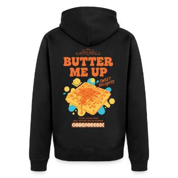 Breakfast Butter Me Up Funny Brunch Coffee Bacon - Unisex Premium Organic Zip Hoodie - black - Back - Nico (187cm)