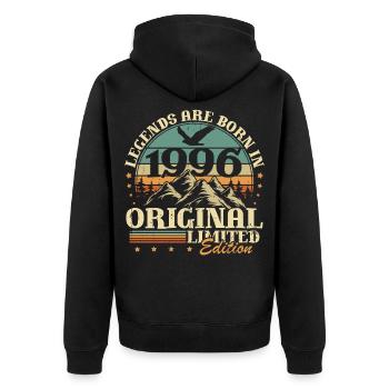 Legends 1996 Vintage 30th Birthday Gift - Unisex Premium Organic Zip Hoodie - black - Back - Nico (187cm)