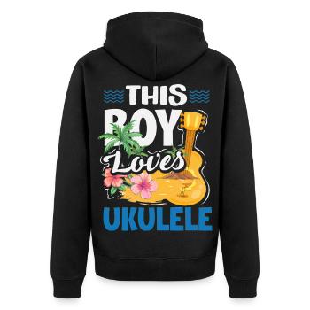 Funny Ukulele Designs and Sayings - Unisex Premium Organic Zip Hoodie - black - Back - Nico (187cm)