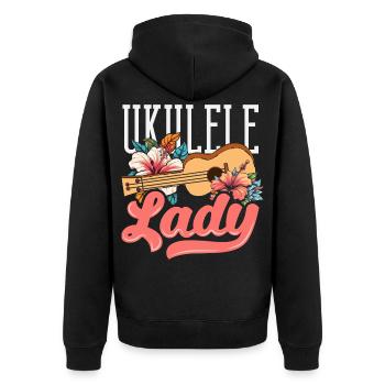 Lustiges Ukulele Designs Und Sprüche - Unisex Premium Bio Zip Hoodie - Schwarz - Hinten - Nico (187cm)