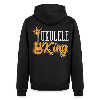 Funny Ukulele Designs and Sayings - Unisex Premium Organic Zip Hoodie - black - Back - Nico (187cm)