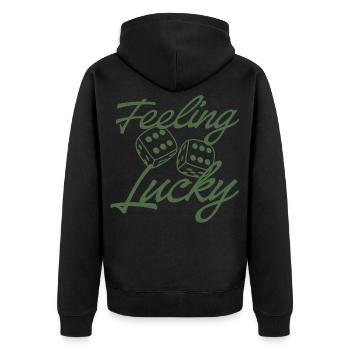 Feeling Lucky Dice Script - Unisex Premium Organic Zip Hoodie - black - Back - Nico (187cm)