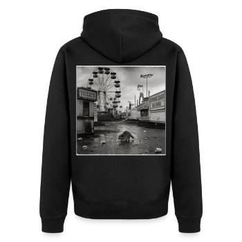 Abandoned Funfair Raccoon Retro Funfair Animal - Unisex Premium Organic Zip Hoodie - black - Back - Nico (187cm)