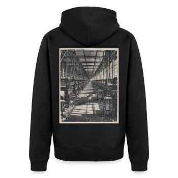 Lost Places Fox Retro Industry Animal Crime - Unisex Premium Organic Zip Hoodie - black - Back - Nico (187cm)