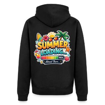 Summer Loading Vacation Incoming T-Shirt - Unisex Premium Organic Zip Hoodie - black - Back - Nico (187cm)