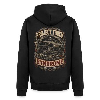Rolling Coal Project Truck Syndrome - Unisex Premium Organic Zip Hoodie - black - Back - Nico (187cm)