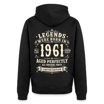 65th Birthday Gift 1961 Man Vintage Retro - Unisex Premium Organic Zip Hoodie - black - Back - Nico (187cm)