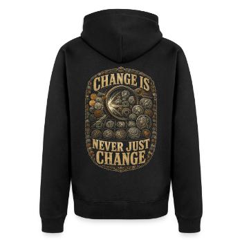 Collectionneurs de pièces, numismatique : La monnaie n’est jamais juste de la monnaie - Veste à capuche bio Premium Unisexe - noir - Dos - Nico (187cm)