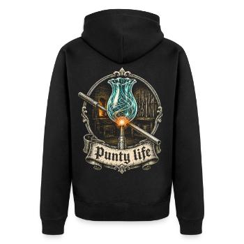 Glassblower Punty Life - Unisex Premium Organic Zip Hoodie - black - Back - Nico (187cm)