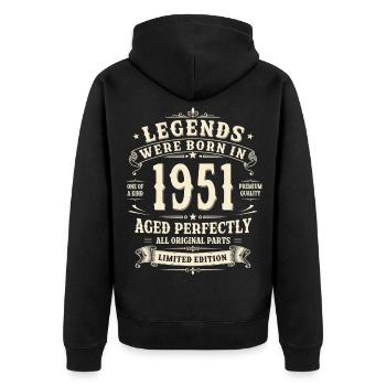 75th Birthday Gift 1951 Man Vintage Retro - Unisex Premium Organic Zip Hoodie - black - Back - Nico (187cm)