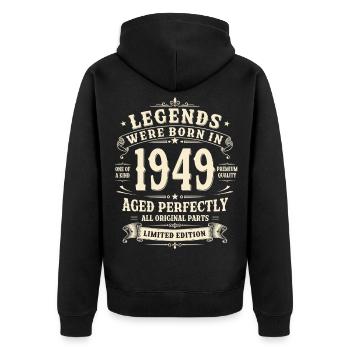 Cadeau d’anniversaire pour le 77e anniversaire 1949 Homme Vintage Rétro - Veste à capuche bio Premium Unisexe - noir - Dos - Nico (187cm)