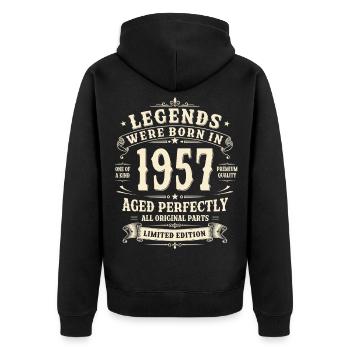 Cadeau pour son 69e anniversaire 1957 Homme Vintage Rétro - Veste à capuche bio Premium Unisexe - noir - Dos - Nico (187cm)