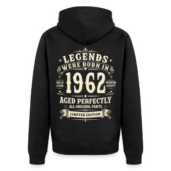 Cadeau pour son 64e anniversaire Homme Rétro vintage 1962 - Veste à capuche bio Premium Unisexe - noir - Dos - Nico (187cm)