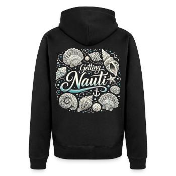 Chemise féminine pour enterrement de vie de garçon maritime - Obtenir une coquille Nauti - Veste à capuche bio Premium Unisexe - noir - Dos - Nico (187cm)