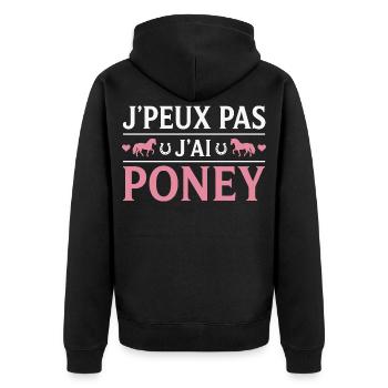 Poney Cadeau humour personnalisé - Veste à capuche bio Premium Unisexe - noir - Dos - Nico (187cm)