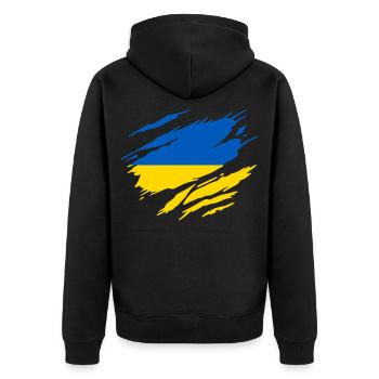 Ukraine Ukrainian flag - Unisex Premium Organic Zip Hoodie - black - Back - Nico (187cm)