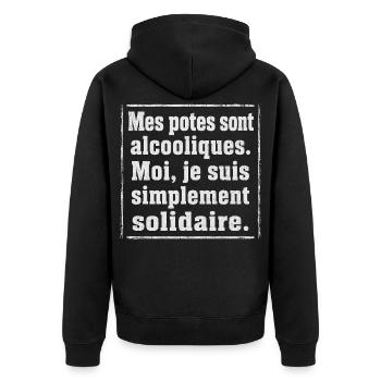 Alcool Cadeau humour personnalisé - Veste à capuche bio Premium Unisexe - noir - Dos - Nico (187cm)
